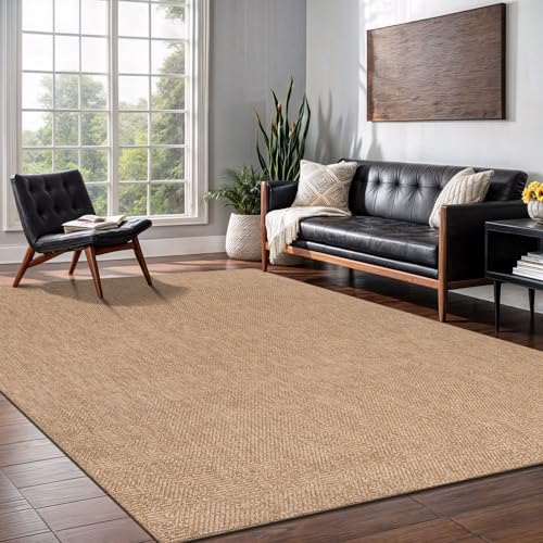 Washable Easy Jute Rug 6x9, Indoor Outdoor Rugs Natural Color Farmhouse Area Rugs for Living Room, Kitchen Rug High Traffic Area, Easy to Clean Solid Boho Woven Design Outside Carpet (6 X 9 Natural) - color: Natural, size: 6' x 9' (Rectangular)