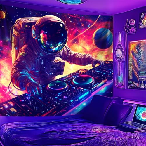 NYZE Astronaut Space Tapestry for Bedroom, Glow in the Dark Room Decor Wall Tapestries, Cool Galaxy Planet Wall Hanging, Wall Hanging for Men Guys Gamer Room Dorm Living Room 90x70 in - color: Astronaut G, size: 90"L x 70"W