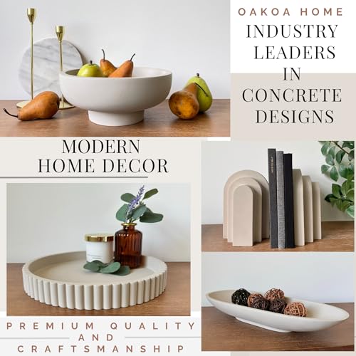 OAKOA Concrete Black Decorative Bowl for Home Decor - Black Fruit Bowl - Modern Pedestal Coffee Table Bowl for Entryway Table - color: Black