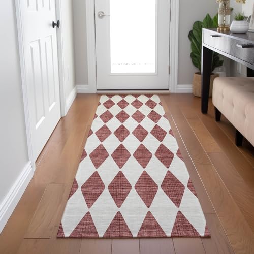 Addison Rugs Chantille ACN578 Burgundy 2'3" x 7'6" Indoor Outdoor Hallway Runner Rug, Stain Resistant Washable Kitchen Area Carpet for Bathroom, Laundry and Bedroom Rug - color: Burgundy, size: 2'3" x 7'6" (Runner)