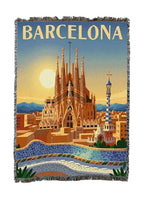 Pure Country Weavers Barcelona Travel Blanket - Gift Tapestry Throw Woven from Cotton - Made in The USA (72x54) - color: Barcelona Travel, size: 72x54
