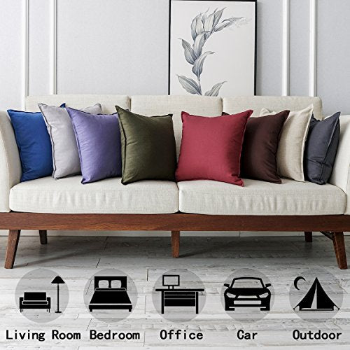 Jeanerlor Solid Cotton Linen Decoration Throw Pillow Cover Dark Grey Cushion Case vhc Pillow Cover Decorative Waist Pillowcase for Couch/Bed/Chair 18"x18" 2 pack - color: Dark Grey, size: 18" x 18" (Pack of 2)