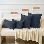 MIULEE Pack of 2 Navy Blue Throw Pillow Covers 16x16 Inch Soft Chenille Pillow Covers for Sofa Living Room Couch Solid Dyed Cases - color: Dark Navy, size: 16" x 16" (Pack of 2)