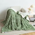 UKELER Sherpa Throw Blanket 60 × 80 inch- Cute Striped Design Soft Plush Fleece Blanket for Bed Couch Sofa Office Camping, 610 GSM, Green - color: C-green, size: 60x80 Inch