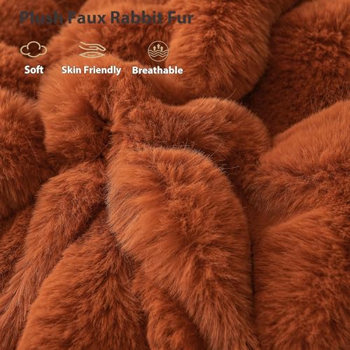 LIFEREVO Fluffy Faux Rabbit Fur Body Pillow Cover, Cozy Bubble Shaggy Plush Bed Body Pillowcase with Zipper Closure, Long 20"x54" Fuzzy Furry Pillow Case for Bedroom Home Decoration, Burnt Orange - color: Burnt Orange