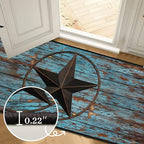 Western Area Rug 4x6,Rustic Barn Texas Star on Old Wooden Plank,Teal Carpets for Living Room,Ultra-Thin Washable Throw Rugs Indoor Non Slip Accent Floor Mats for Bedroom,Dining Room,Laundry Room - size: 4'x6'