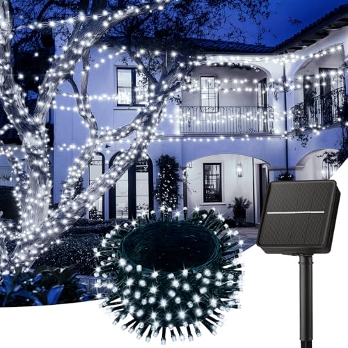 Brightown Solar Outdoor String Lights - 50 FT 120 LED Solar String Lights for Outside with 8 Lighting Modes, IP65 Waterproof Solar Outdoor Lights, Suitable for Tree Party Decor, Pure White - color: Pure White, size: 1 pack