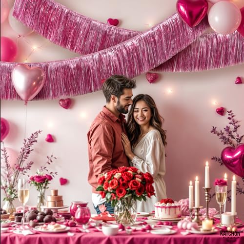 KatchOn, XtraLarge Pink Fringe Banner - 6.5 Ft,Pack of 2 | Fringe Garland for Birthday Party | Pink Streamers for Gender Reveal, Bachelorette Party Decorations | Graduation Decorations 2026 - color: Pink