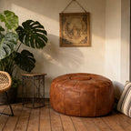 Thgonwid Unstuffed Moroccan Ottoman Pouf Cover, Ottoman Footstool Storage Solution, Bean Bag Chair, Foot Rest, Brown - color: Brown