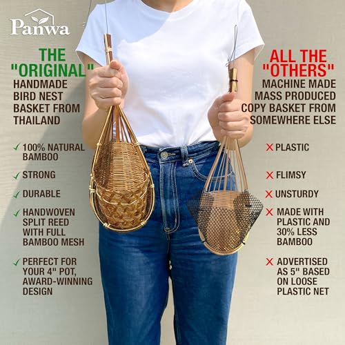 Handmade 100% Thai Bamboo Hanging Orchid Basket – 4 Inch, 5 Inch, 6 Inch (Triple Set) - color: 4 Inch, 5 Inch, 6 Inch - Triple Set