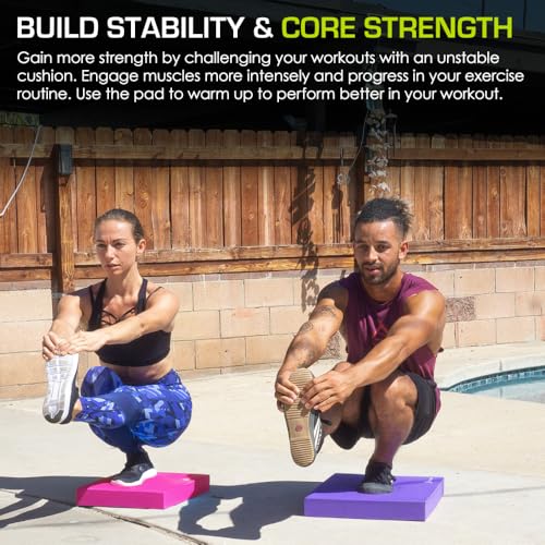 ProsourceFit Exercise Balance Pad, Non-Slip Cushioned Foam Mat & Knee Pad for Fitness and Stability Training, Yoga, Physical Therapy - color: Pink, size: L - (15.5" x 12.75")