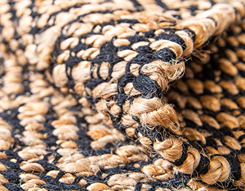 Unique Loom Braided Jute Collection Area Rug - Assam (3' 3" x 5' 1" Rectangle, Black/ Natural) - color: Black/Natural, size: 3'3" x 5'1" (Rectangular)