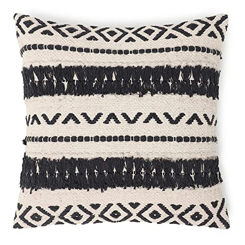 REDEARTH Handmade Boho Throw Pillow Covers - Bohemian Chic Farmhouse Style - Accent Woven Indoor and Outdoor Pillow Cushion Cases for Couch - Bed - Chair - Sofa - Benches – Set of 2-18"x18" - Black - color: Geometric Craft Black, size: 18" x 18" (Pack of