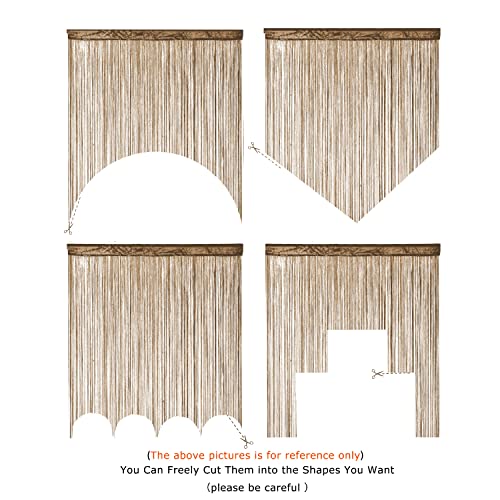 YaoYue Beaded Curtain Door String Curtains for Doorway Tassels Beads Hanging Fringe Hippie Room Divider Window Hallway Entrance Wall Closet Bedroom Privacy Decor (39×79in/100×200cm, Light Coffee) - color: Ecru, size: 39"W x 79"L (Pack of 1)