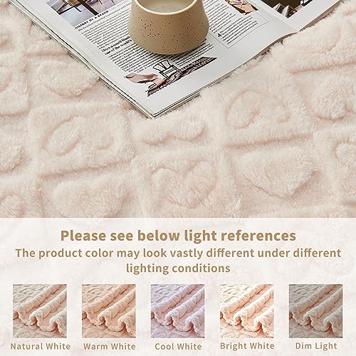 FY FIBER HOUSE Throw Blankets with Heart Checkered,Soft Warm Blankets for Lover Mom Father Gifts,Washable Lightweight Fuzzy Blanket for Couch Sofa Bed Office All Season(Beige,90"x90") - color: Beige, size: Queen(90"x90")