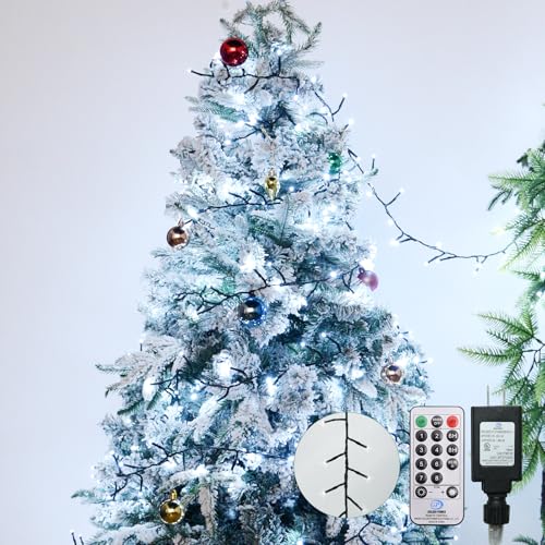 Cluster Lights Christmas 2000 Led Fairy Lights Green Wire 147FT Twinkle Lights with Remote 8 Modes String Lights Timer Plug in Firecracker Fairy Light for Outdoor Valentines Day Decorations,Cool White - color: Cool White, size: 2000 LED