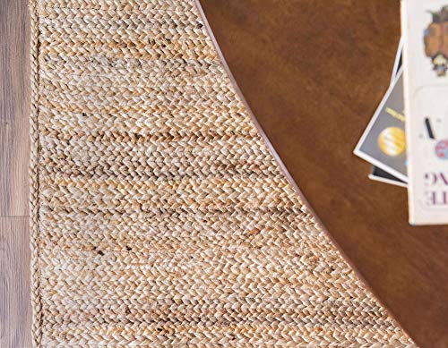 FRELISH DECOR Handwoven Jute Area Rug - 5x8 Feet Natural Yarn - Rustic Vintage Beige Braided Reversible Rectangular Rugs for Bedroom - Kitchen - Living Room - Farmhouse (5' x 8') - color: Natural, size: 5' x 8' (Rectangular)