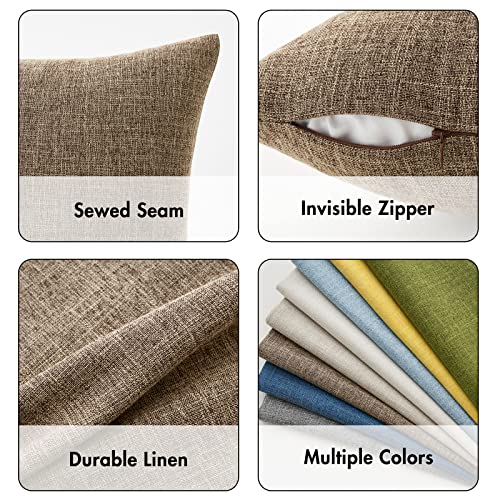 MIULEE Pack of 2 Decorative Linen Burlap Pillow Covers Farmhouse Boho Accent Pillowcases for Sofa Car Couch Bedroom Living Room Decor 16x16 Inch Brown - color: Brown, size: 16" x 16" (Pack of 2)