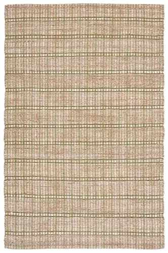 SAFAVIEH Natural Fiber Collection Accent Rug - 4' x 6', Green & Natural, Handmade Boho Stripe Farmhouse Rustic Jute & Cotton, Ideal for High Traffic Areas in Entryway, Living Room, Bedroom (NFB656Y) - color: Green/Natural, size: 4' x 6' (Rectangular)