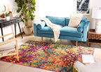 SAFAVIEH Madison Collection 3' Round Fuchsia / Gold MAD425D Boho Abstract Distressed Non-Shedding Dining Room Entryway Foyer Living Room Bedroom Area Rug - color: Fuchsia/Gold, size: 3' (Round)