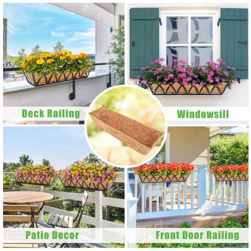 Y&M 48Inch Coco Liners for Window Box & Deck Basket – 2PCS Natural Coconut Fiber Planter Liners, Perfect for Hanging Baskets, Flower Basket, Planter Box, Balcony, Patio, Garden - color: 2pcs 48in Rectangular