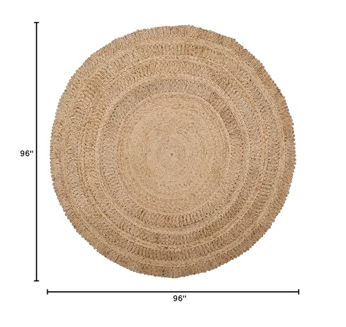 SAFAVIEH Natural Fiber Round Collection 8' Round Natural NF356A Handmade Boho Charm Farmhouse Jute Area Rug - size: 8' (Round)