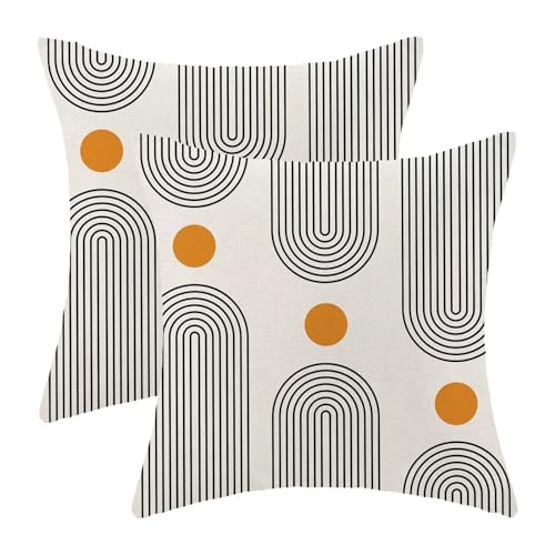 Boho Mid Century Pillow Covers 18x18 Set of 2, Abstract Simple Sun Arch Decorative Throw Pillowcase Boho Modern Outdoor Farmhouse Cushion Cover for Sofa Couch Bed Living Room Decor - color: Boho1, size: 18" x 18" (Pack of 2)