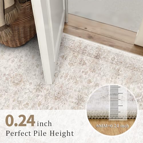 2x3 Entryway Rug Beige Washable Vintage Rugs for Entryway Kitchen Low Pile Non-Slip Door Mat Traditional Distressed Small Throw Area Rugs for Kitchen Entrance Bathroom Neutral Beige - color: Neutral Beige, size: 2'*3'(Rectangular)