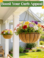 ANPHSIN 4Pcs 12inch Coconut Liners for Hanging Baskets Planters - Made of 100% Natural Coco Coir Fiber, Thick Breathable Round Liner for Outdoor Porch Garden Flower - size: 12in