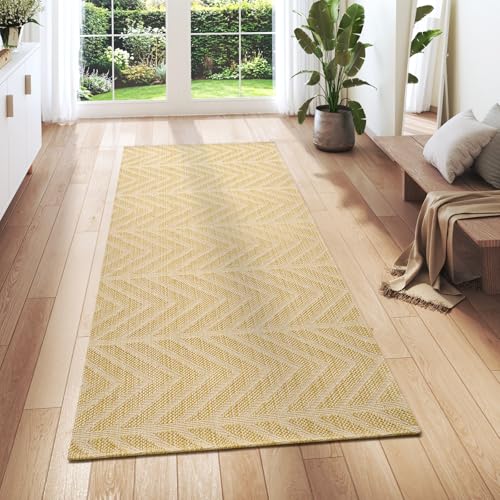 2x6 Ft Runner Rug for Hallway, Washable Long Kitchen Runner Non Slip Rubber Backed, Low Profile Hallway Mat for Laundry Room Entryway, Easy Clean Woven Carpet, Brown - color: Brown-c, size: 2' x 6'