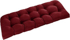 downluxe Outdoor Bench Cushion for Patio Furniture, Water Resistant Tufted Overstuffed Porch Swing Cushions, Thick Outdoor Loveseat Cushions, 59" x 18" x 5", Burgundy, Set of 1