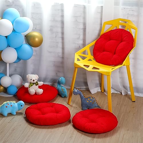 Fumete 8 Pcs 16 Inch Floor Cushions Pillow for Kids Bulk Classroom Round Flexible Seating Floor Cushions for Students Home Daycare School Reading Corner Yoga Meditation Picnic (Red) - color: Red