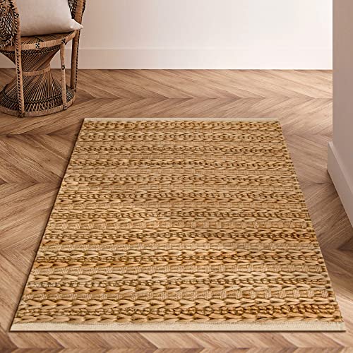 Ramanta Home Jute Patsan 24x36 Inches Natural Rug, Farmhouse Neutral Boho Small Doormat Rugs for Bedroom, Living Room, Entryway, Kitchen, Indoor | Rustic Handwoven Door Carpet Mat for Home Décor - color: Natural Jc, size: 2' x 3' (Rectangular)