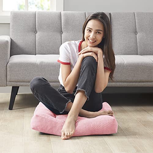Pink Floor Pillow Set of 2 – Stylish Corduroy Cushions for Women, Perfect for Meditation, Yoga, and Relaxation, 22x22 Inch - color: Square | Pink | 2 Pack, size: 2 Pack