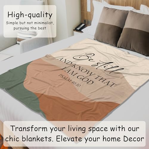 HIWX Boho Christian Blanket, Be Still and Know that I Am God Bible Verse Abstract Mountain Throw Blanket for Home Bedroom Living Room Couch Bed Decor, Christian Gifts for Women Faith, 50x60 Inches - color: Be Still, size: 50“L x 60”W