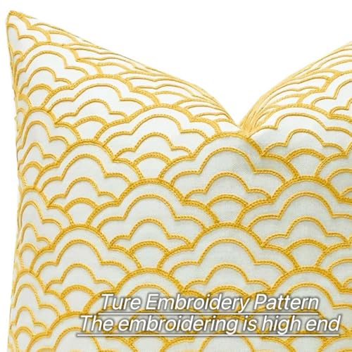 Slow Cow Embroidery Decorative Throw Pillow Cover for Couch Sofa Geometric Accent Pillow Cover Cushion Cover 18 x 18 Inches Yellow - color: Yellow Ice Cream, size: 18" x 18" (Pack of 1)