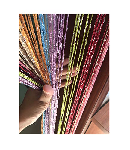 1x2 M Door String Curtain Rare Flat Thread Fringe Panel Room Divider Cute Strip Tassel for Wedding Coffee House Restaurant Parts (Multicolor) - color: Multi Color