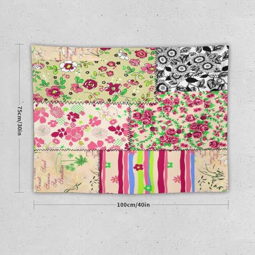 Kurtect Patchwork Floral Tapestry,Retro Style Boho Colorful Farmhouse Flower Botanical Tapestries for Party Beach Picnic Blankets Tablecloths Living Room Wall Deocr, 30x40 in - color: style-5, size: 40"L x 30"W