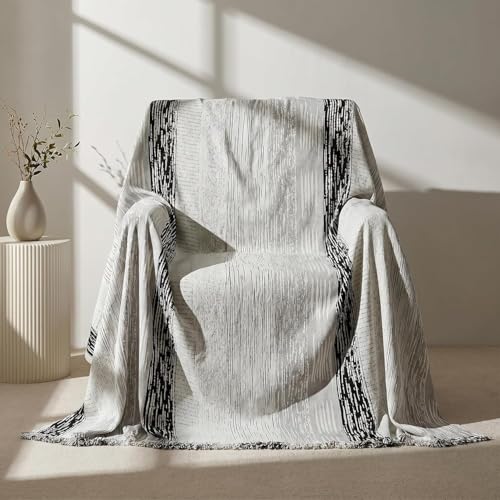 amorus Bohemian Throw Blanket Chenille Jacquard Tassels Cover, 63"*71",NO.4 | Boho Style blankets, modern Geometric, warm & cozy. For couch, bed, outdoor, car - color: Pattern 4, size: 63x71 in