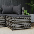 Gray Patio Footrest, Modern Outdoor Ottoman for Garden, Square Poly Rattan Woven Finish, Adjustable Feet, Weather-Resistant, 21.7 in. Wide Lounge Pouf