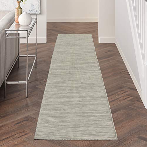 Nourison Home Positano Light Grey 2'2" x 12' Area Rug - Easy Clean, Non Shedding, Bed Room, Living Room, Dining Room, Kitchen (12' Runner) - color: Light Grey, size: 2'2" x 12' (Runner)
