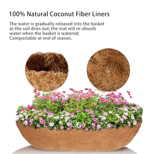 3Pcs 36“ Coco Liners for Planters, Pre-Formed Trough Coconut Fiber Liner Replacement for Window Box, Fence Flower Baskets, Garden Flower Pot (36 inch 3PCS) - size: 36 inch 3PCS