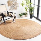 SAFAVIEH Area Rug 3' Round - Cape Cod Collection- Natural Brown, Handmade Braided Flat Weave Jute (CAP252A) - size: 3' (Round)