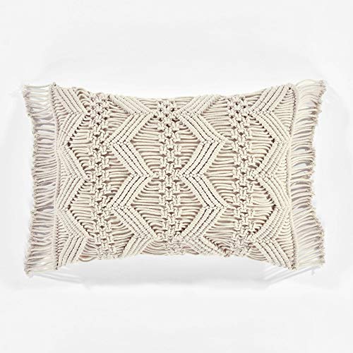 Lush Decor Studio Chevron Macrame Decorative Throw Pillow Cover, 20" W x 13" L, Neutral - Rectangle Pillow Cover - Throw Pillows For Bed, Couch, Or Chair - color: Neutral