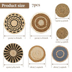7 Pieces Bohemian Round Wall Baskets Wicker Rattan Wicker Wall Decor for Bedroom, Living Room (Style B)