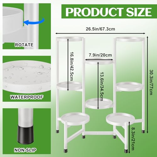 8 Tier Plant Stand Indoor Tall, Tiered Plant Stands Outdoor for Multiple Plants, Corner Metal Folding Flower Display Holders Rack Shelf for Living Room Balcony Garden, Cream White - color: 8 pots-Cream white