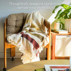 Driftwood Trail Striped Afghan Throw Blanket | Thick & Cozy | Cotton USA Made (73x48) - color: Driftwood Trail