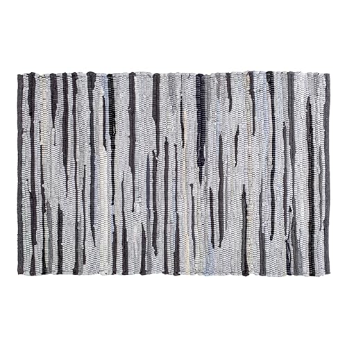 Cotton Hand Woven Chindi Rug 2x3 Feet - Charcoal, Farmhouse Stripe Reversible Throw Indoor Decorative Carpet Ideal for Entryway, Kitchen, Kids Space | Grey Small Area Floor Rag Rugs for Patio - color: Charcoal, size: 2 x 3 feet
