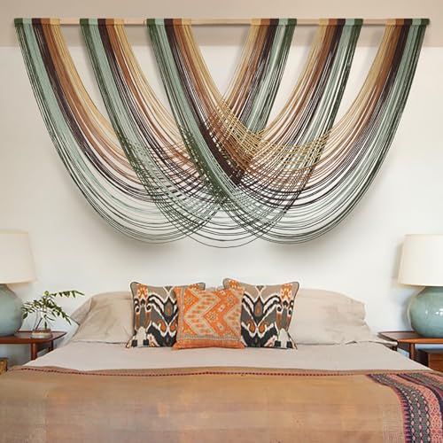 Flber Macrame Wall Hanging Boho Wall Decor Yarn Wall Art Tapestry Bedroom Living Room Nursery Apartment Home Decor 57" W x 31" L - color: Yellow Green