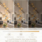 8-Light Woven Foyer Chandeliers for High Ceiling H100",8 Dome Boho Rattan Pendant Lights Farmhouse Ceiling Light,rustic Hemp rope Light Fixture For Living Room Hallway Staircase Entryway (Bulb Incl. - color: 16" Natural 8-Light